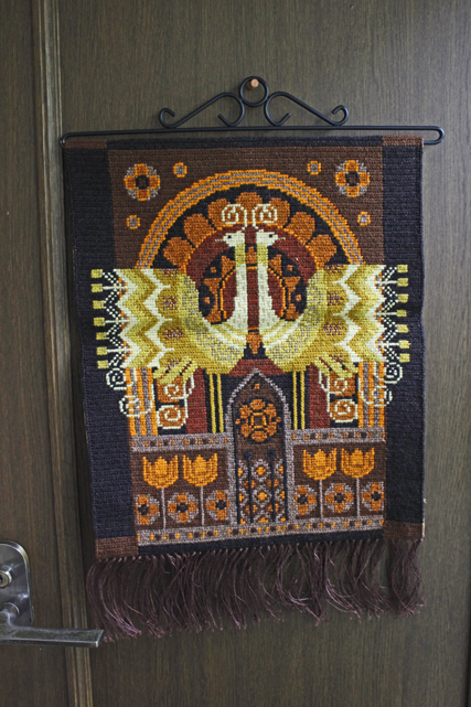 北欧刺繍/ハンドメイド/ツヴィスト刺繍/孔雀とチューリップ/SOLD OUT