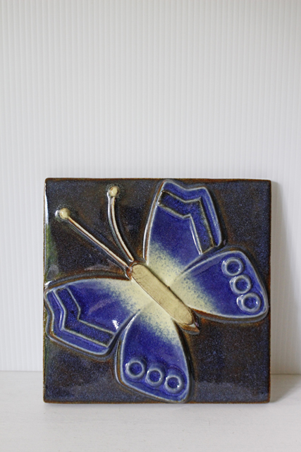 北欧ヴィンテージ/EGO社/陶板の壁掛け/コバルトブルーの蝶々/SOLD OUT