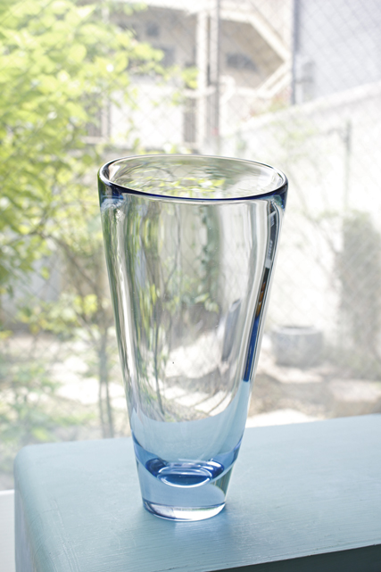 北欧ヴィンテージ/Holmegaard（ホルムゴー）/花瓶/ライトブルー/SOLD　OUT