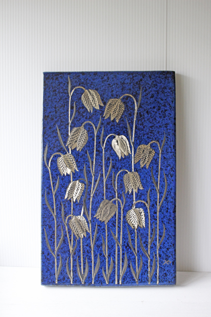 北欧ヴィンテージ/陶板の壁掛け/Uppland/フラワーモチーフ/SOLD OUT