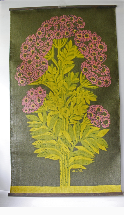 北欧ヴィンテージ/壁掛け/ULLAS/黄麻（ジュート）/ピンクのお花/SOLD OUT