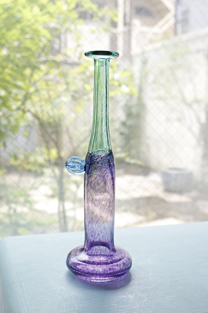 北欧ヴィンテージ/ BODA/Bertil Vallien//ガラスベース/パープル×グリーン/SOLD OUT