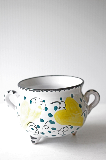 北欧ヴィンテージ/Juelsminde/耳付き器/ハンドペイントイエローハート/SOLD OUT