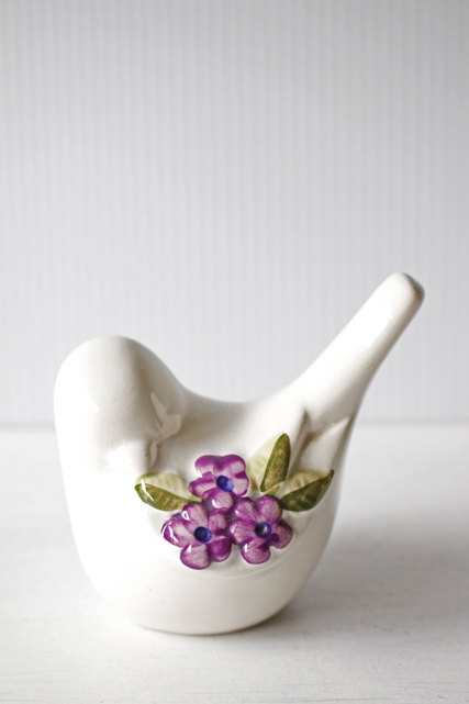 北欧ヴィンテージ/Rosa Ljung/オブジェ/小鳥/ホワイト×パープル/SOLD OUT