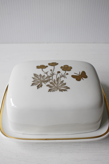 北欧ヴィンテージ/Royal Copenhagen/バターケース/お花と蝶々/SOLD OUT