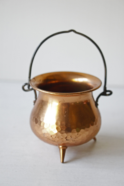 北欧ヴィンテージ/ブロカント/真鍮×銅ポット/鉢カバー/ミニサイズ/SOLD OUT