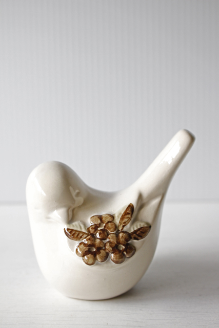 北欧ヴィンテージ/Rosa Ljung/オブジェ/小鳥/ホワイト×チョコレート/SOLD OUT