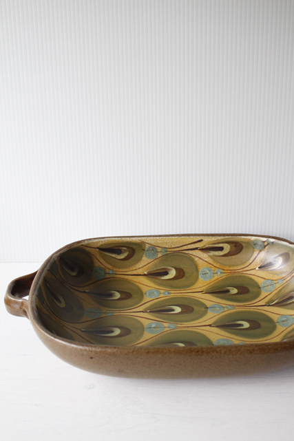 北欧ヴィンテージ/DYBDAHL/オーバルボウル（大）/モスグリーン×マスタードカラー/SOLD OUT