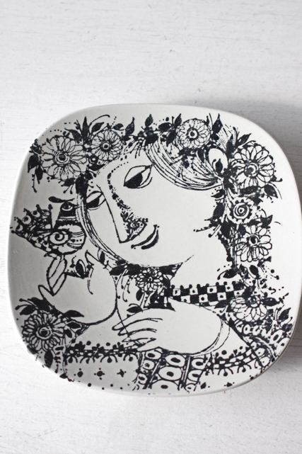 北欧ヴィンテージ/Bjorn Wiinblad（ヴョルン・ウィンブラッド）/プレート/少女と小鳥/SOLD OUT