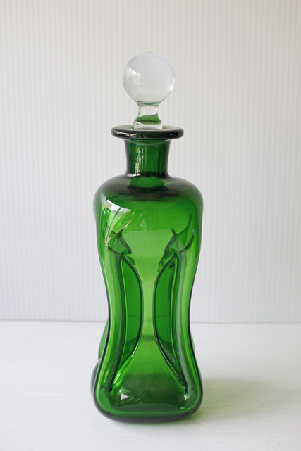 北欧ヴィンテージ/Holmegaard/Kluk Kluk/ガラスボトル/グリーン（大）/SOLD OUT
