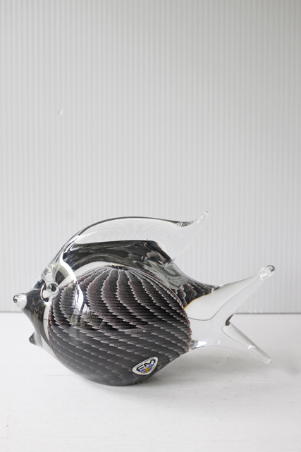 北欧ヴィンテージ/Konstglas社/ガラスのオブジェ/お魚/グレー/SOLD OUT