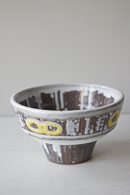 北欧ヴィンテージ/LAHOLM/足つきボウル/ダイヤの幾何学模様/SOLD OUT