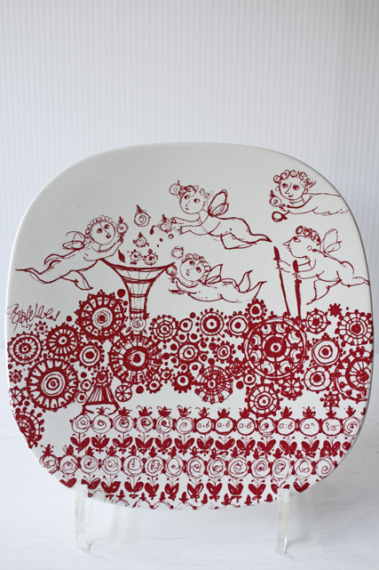 北欧ヴィンテージ/Bjorn Wiinblad（ヴョルン・ウィンブラッド）/イヤープレート/お花畑と天使/SOLDOUT