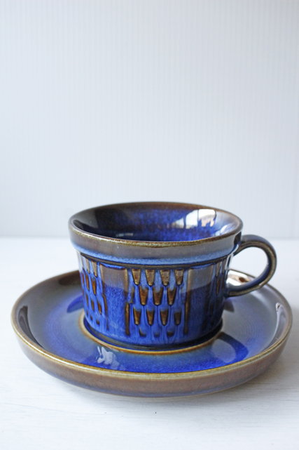 北欧ヴィンテージ/Soholm/カップ＆ソーサー/マリンブルー×ブラウン/No.7/SOLD OUT