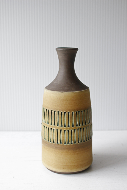北欧ヴィンテージ/花瓶/幾何学模様/ベージュ/SOLD OUT
