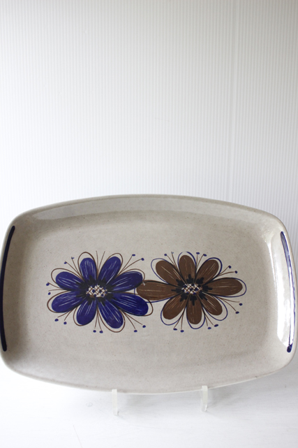 大サイズ！北欧ヴィンテージ/Stavangerflint/サービングプレート/青と茶のお花