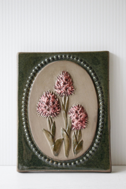 北欧ヴィンテージ/jie gantofta社/陶板の壁掛け/ローズ色のお花/SOLD OUT
