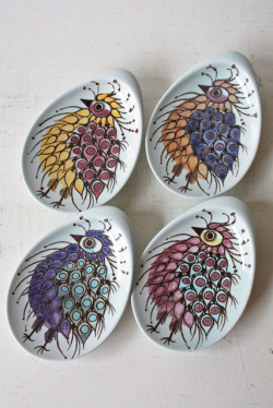 北欧ヴィンテージ/Royal Copenhagen（ロイヤルコペンハーゲン）/テネラ/鳥の小皿/4枚セット/SOLD OUT