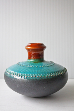 北欧ヴィンテージ/Upsala Ekeby（ウプサラエクビー）/花瓶/ターコイズ×ブラウン/SOLD OUT