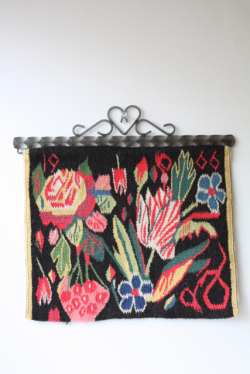 北欧織物/フレミッシュ織/つづれ織り/古典柄/ブーケ