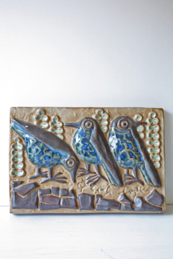 北欧ヴィンテージ/Michael Andersen & Son社/陶板の壁掛け/3羽の小鳥/SOLD OUT