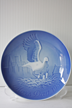 北欧ヴィンテージ/B&G/母の日プレート/1984年/コウノトリの親子