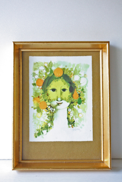 北欧ヴィンテージ/Bjorn　Wiinblad（ヴョルン・ウィンブラッド/額絵/新緑の女性/SOLD OUT
