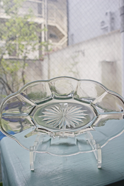 北欧ヴィンテージ/ロマンティック/ガラスプレート/Φ19.5×11.5cm/SOLD OUT