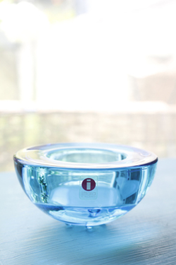 北欧ヴィンテージ/iittala（イッタラ）/Ballo/キャンドルホルダー/ライトブルー
