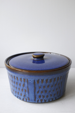 大サイズ！北欧ヴィンテージ/Soholm/蓋つきポット/ブルー×ブラウン/SOLD OUT