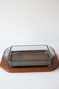 北欧ヴィンテージ/デンマーク製/木製トレイ＆ガラス容器/SOLD OUT