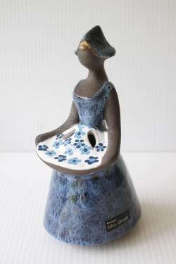 北欧ヴィンテージ/jie gantofta/花瓶/フラワーガール/花柄のエプロン/コバルトブルー/SOLD OUT