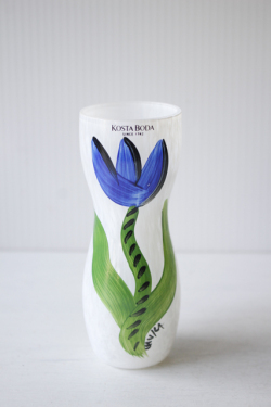 北欧ヴィンテージ/KOSTA BODA/ペイントガラスの花瓶/TULIPA/ブルー/SOLD OUT