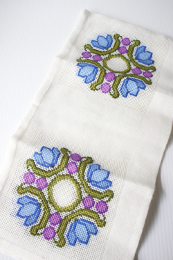 北欧刺繍/ヴィンテージクロス/お花のリース/SOLD OUT