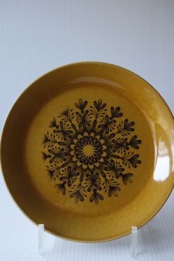 レア！北欧ヴィンテージ/Stavangerflint/デザートプレート/ブラウン×ダークマスタード