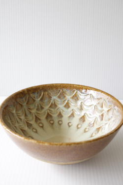 北欧ヴィンテージ/Soholm/デザインボウル/ベージュ×ミルクホワイト/幾何学模様/SOLD OUT