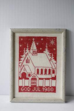 【クリスマス】北欧ヴィンテージ/刺繍のフレーム/聖夜の教会/1980年/SOLD OUT