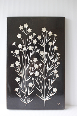 北欧ヴィンテージ/GUSTAVSBERG/陶板の壁掛け/フラワーモチーフ