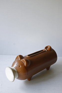 北欧ヴィンテージ/デンマーク製/陶器のサラミカバー/ブタさん/ブラウン/SOLD OUT