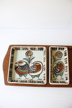 北欧ヴィンテージ/Alminia/Royal Copenhagen/テネラ/角皿＆トレイ/鳥のカップル