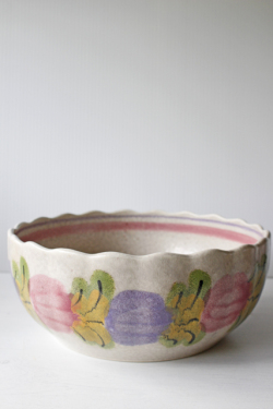 フランス製/スカラップボウル/ハンドペイントのお花/Φ23cm/SOLD OUT