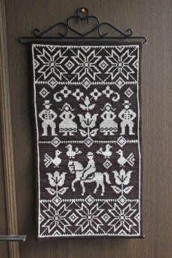 北欧ヴィンテージ/刺繍壁掛け/民族衣装の男女