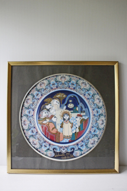 北欧ヴィンテージ/Bjorn Wiinblad/額絵（イラスト）/クリスマスモチーフ/1981年