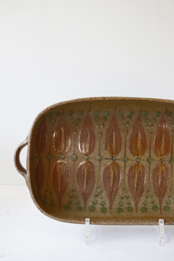 北欧ヴィンテージ/DYBDAHL/オーバルボウル（大）/モスグリーン×ブラウン/SOLD OUT