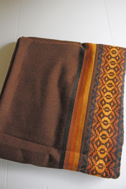 超特大！北欧ヴィンテージ/織クロス/チョコレートブラウン×オレンジ