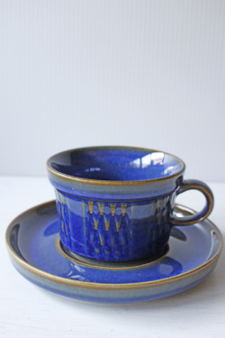 北欧ヴィンテージ/Soholm/カップ＆ソーサー/マリンブルー×ブラウン/No.6