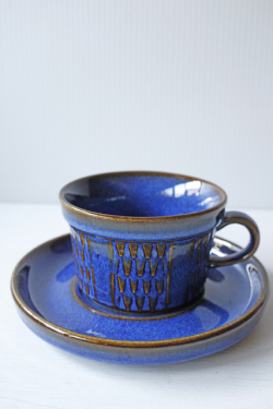北欧ヴィンテージ/Soholm/カップ＆ソーサー/マリンブルー×ブラウン/No.8