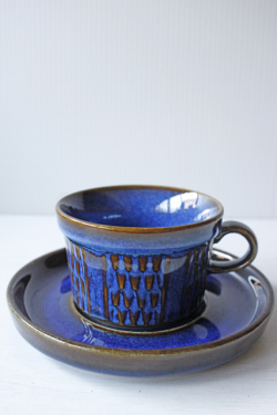 北欧ヴィンテージ/Soholm/カップ＆ソーサー/マリンブルー×ブラウン/No.9