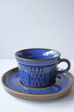 北欧ヴィンテージ/Soholm/カップ＆ソーサー/マリンブルー×ブラウン/No.10