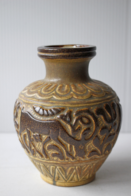スウェーデン アンティーク花瓶｜帆船図 クラックル釉 北欧ヴィンテージ Vase – Normart